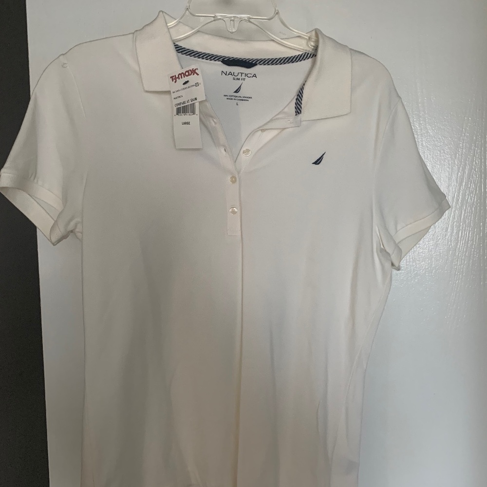 Nautica slim fit white polo shirt, never worn